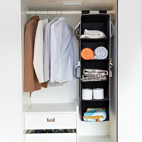 5-Shelf Hanging Clothes Organizer | Wardrobe Storage Rack