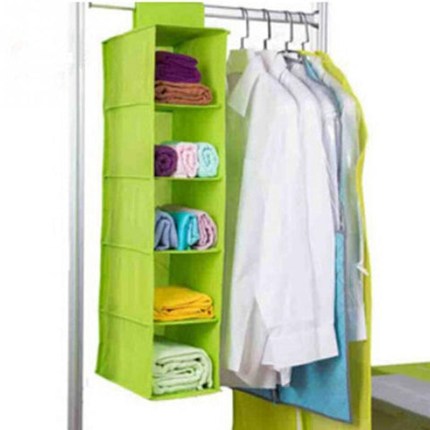 5-Shelf Hanging Clothes Organizer | Wardrobe Storage Rack