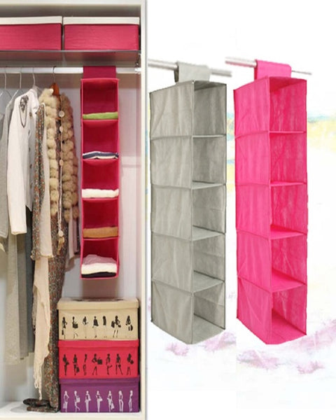 5-Shelf Hanging Clothes Organizer | Wardrobe Storage Rack