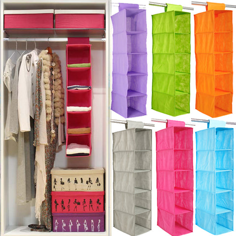 5-Shelf Hanging Clothes Organizer | Wardrobe Storage Rack