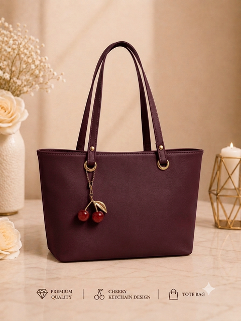 Cherry Charm Women's Tote Bag – Dual Zip Compartments, Back & Inner Pockets
