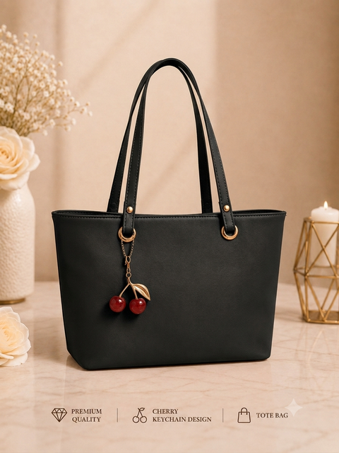 Cherry Charm Women's Tote Bag – Dual Zip Compartments, Back & Inner Pockets