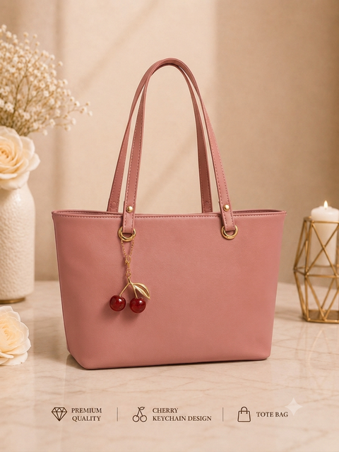Cherry Charm Women's Tote Bag – Dual Zip Compartments, Back & Inner Pockets