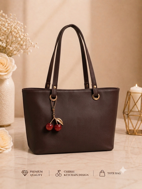 Cherry Charm Women's Tote Bag – Dual Zip Compartments, Back & Inner Pockets