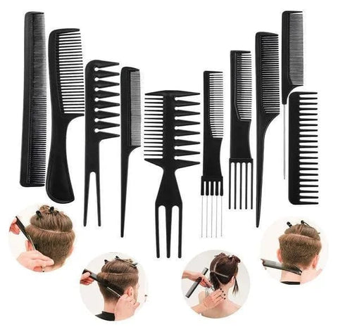10-Piece Hair Styling Comb Set – Barber, Salon & Grooming Kit