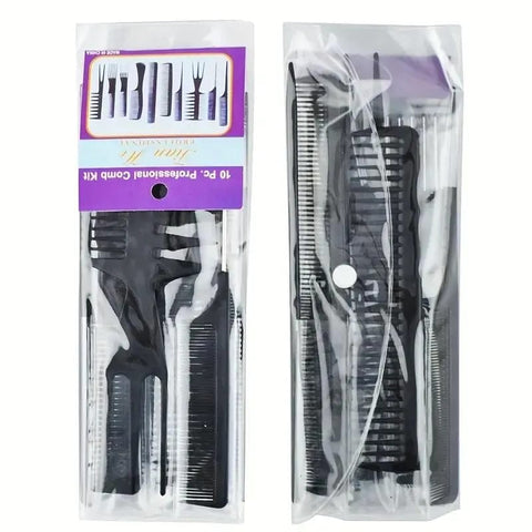 10-Piece Hair Styling Comb Set – Barber, Salon & Grooming Kit