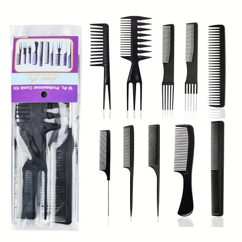 10-Piece Hair Styling Comb Set – Barber, Salon & Grooming Kit