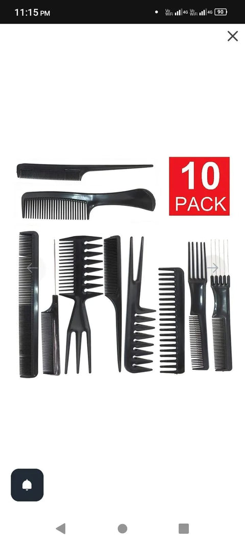 10-Piece Hair Styling Comb Set – Barber, Salon & Grooming Kit