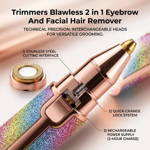 2-in-1 Rechargeable Facial Hair & Eyebrow Remover