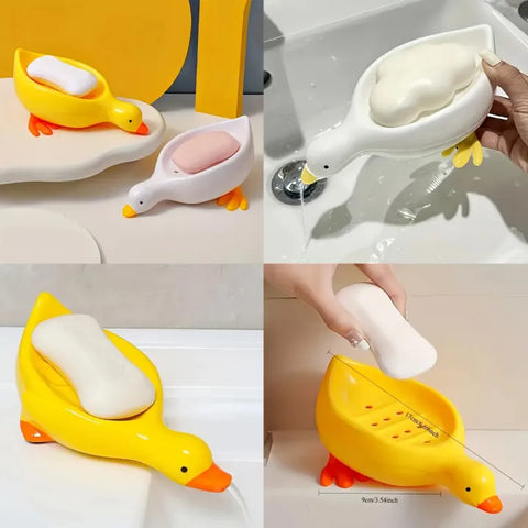 Cute Self-Draining Duck-Shaped Soap Holder Dish