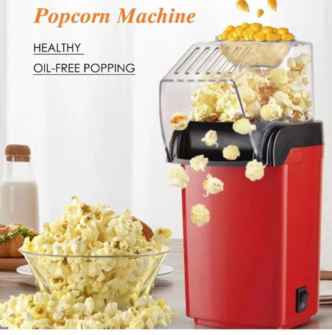 Popcorn Maker, Electric Mini Popcorn Machine Oil-Free, Small Fast Popper with Measuring Cup and Removable Cover
