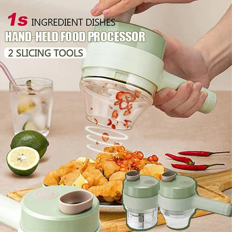 4-in-1 Portable Electric Vegetable Cutter | Mini Food Chopper