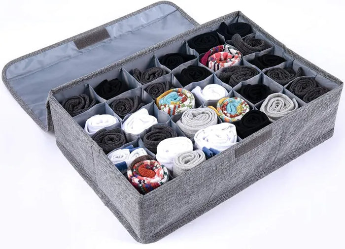 24-Cell Socks & Underwear Organizer | Foldable Storage Box