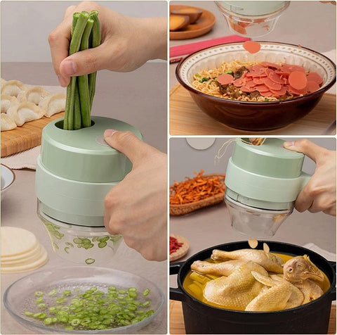4-in-1 Portable Electric Vegetable Cutter | Mini Food Chopper