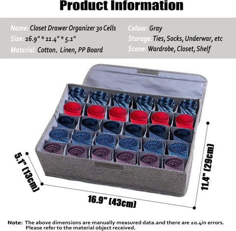 24-Cell Socks & Underwear Organizer | Foldable Storage Box