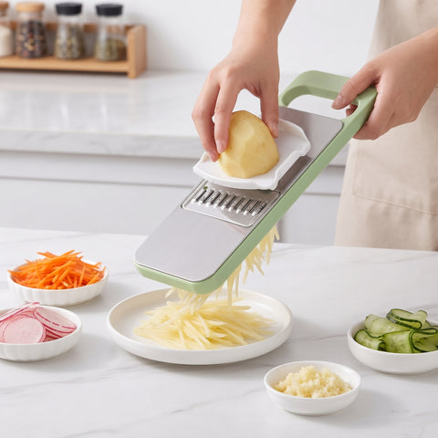 5-in-1 Vegetable Cutter, Multifunctional Vegetable Slicer, Grater, Shredder & Peeler