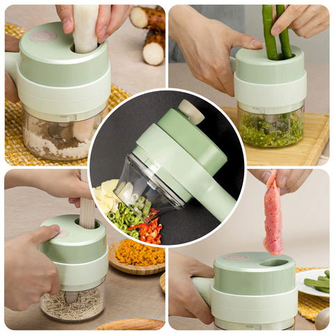 4-in-1 Portable Electric Vegetable Cutter | Mini Food Chopper
