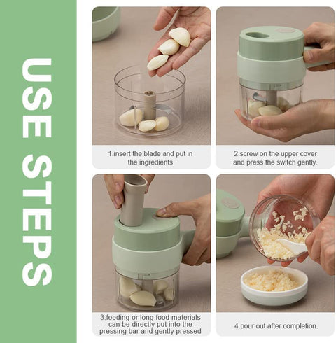 4-in-1 Portable Electric Vegetable Cutter | Mini Food Chopper