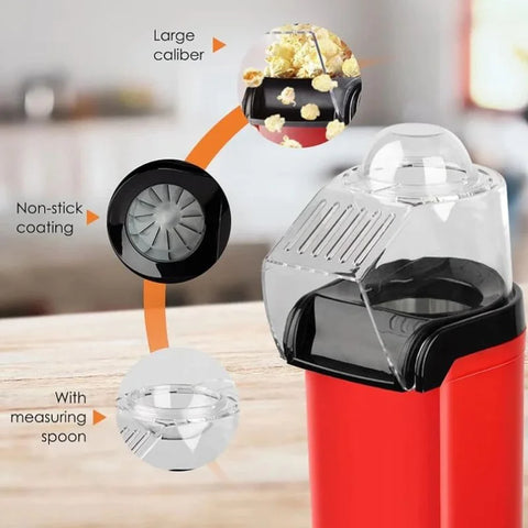 Popcorn Maker, Electric Mini Popcorn Machine Oil-Free, Small Fast Popper with Measuring Cup and Removable Cover